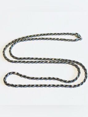 Sterling Silver Italian Rope Chain Necklace 24”